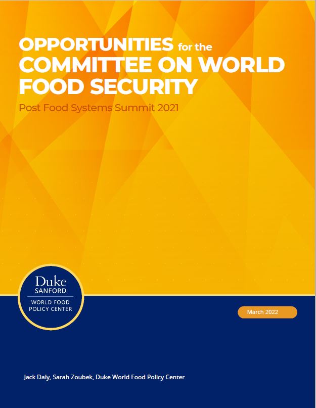 Cover for Report - Opportunities for the Committee on World Food Security