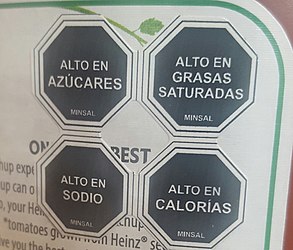 Food label on ketchup in Chile