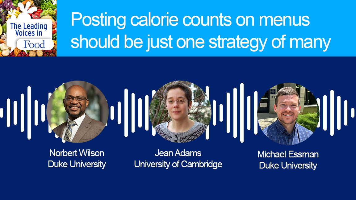Podcast with Jean Adams and Michael Essman on England's mandatory calorie labeling on menus